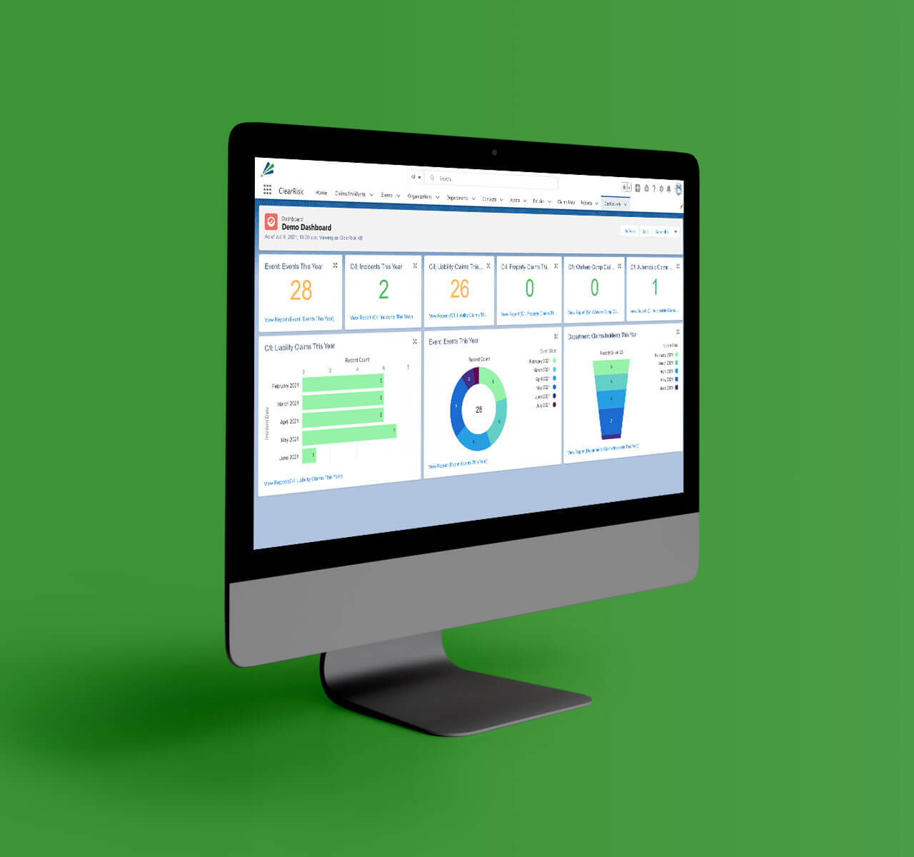Claims management software from ClearRisk on a computer screen