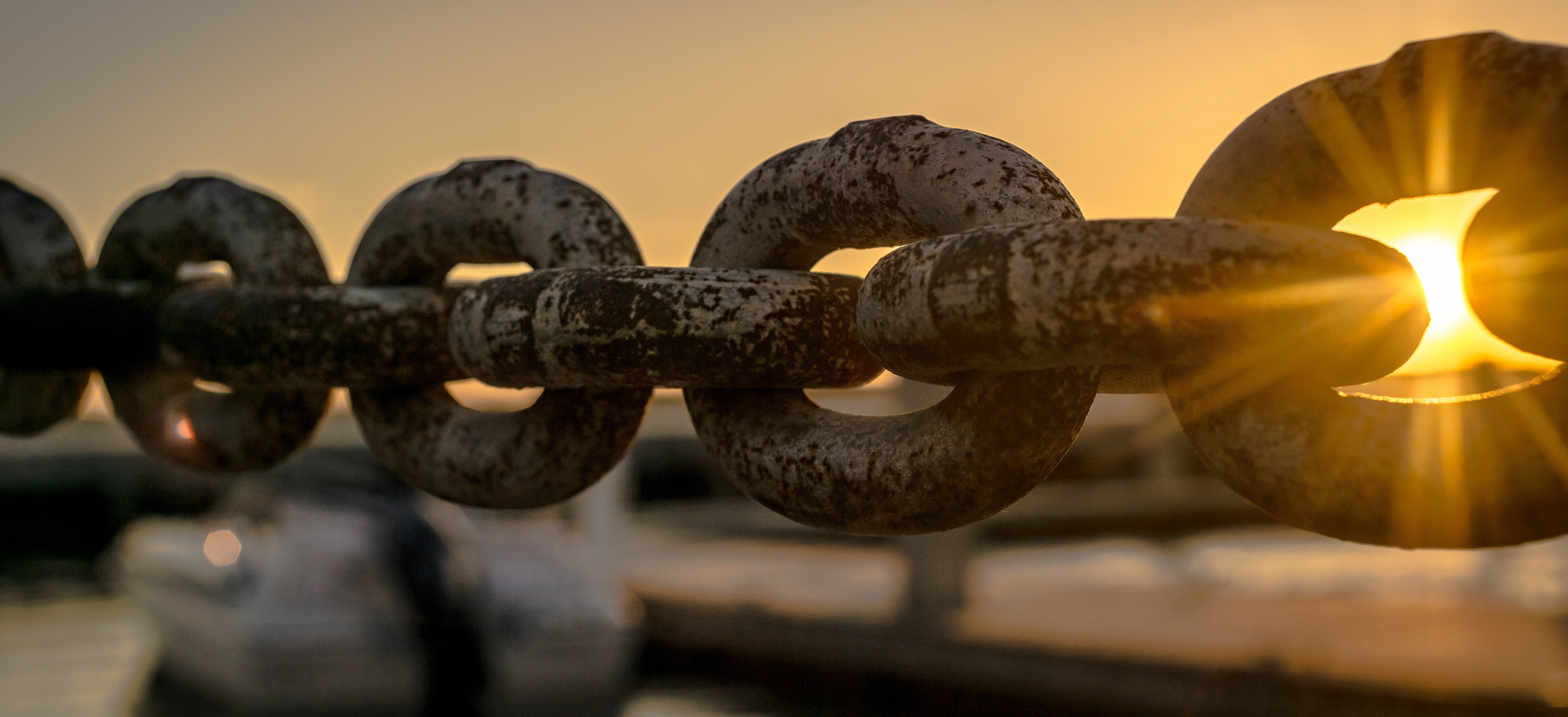 boat chain at dawn