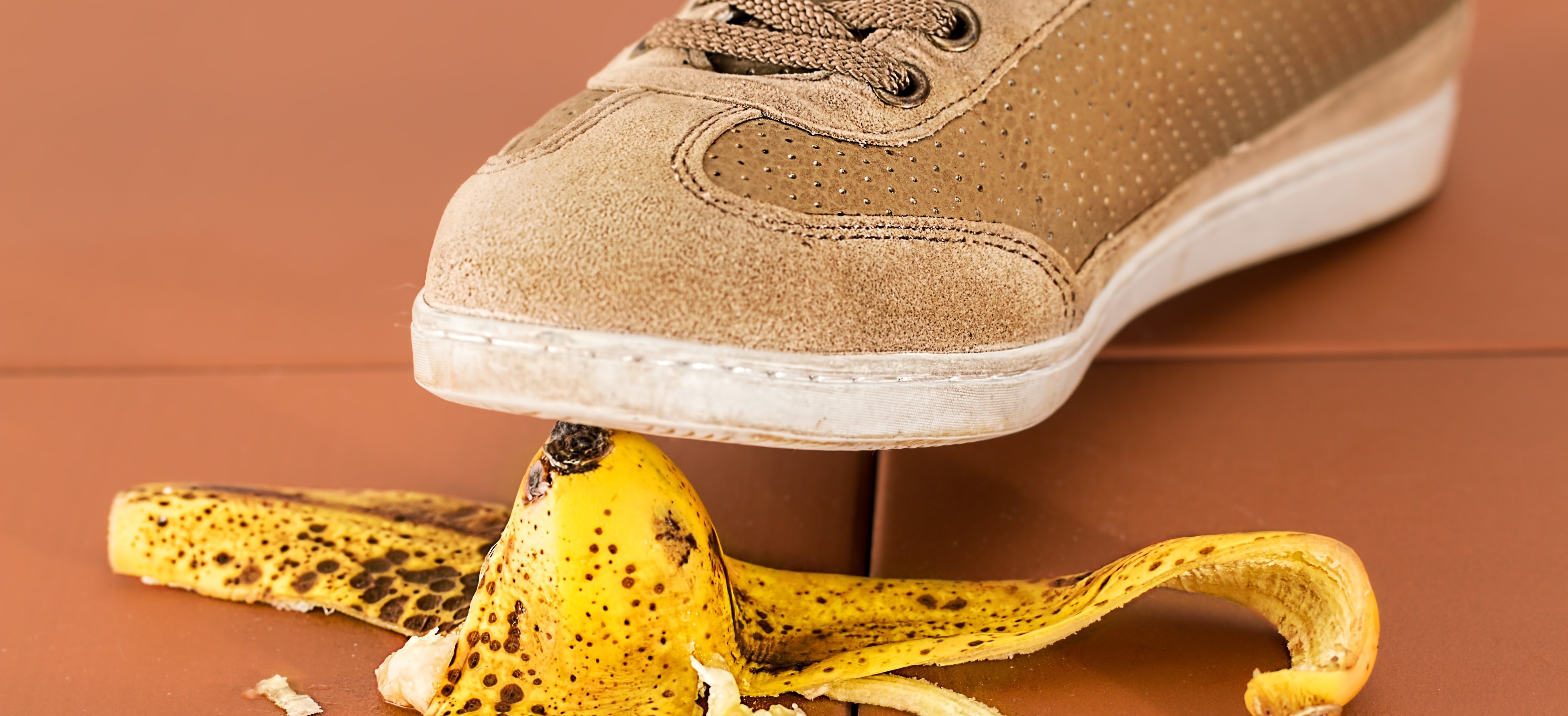 foot stepping on a banana